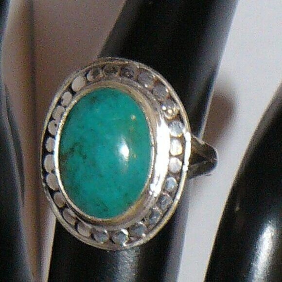 Turquoise and Sterling Silver Adjustable Ring - Picture 2 of 9